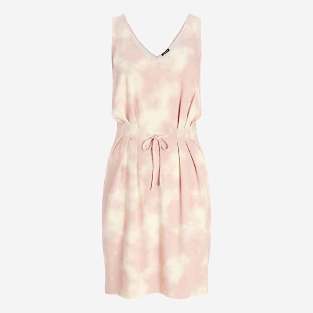 Express | Women’s Mauve V-neck Tie Dye Drawstring Waist Sleeveless Tank Dress‼️